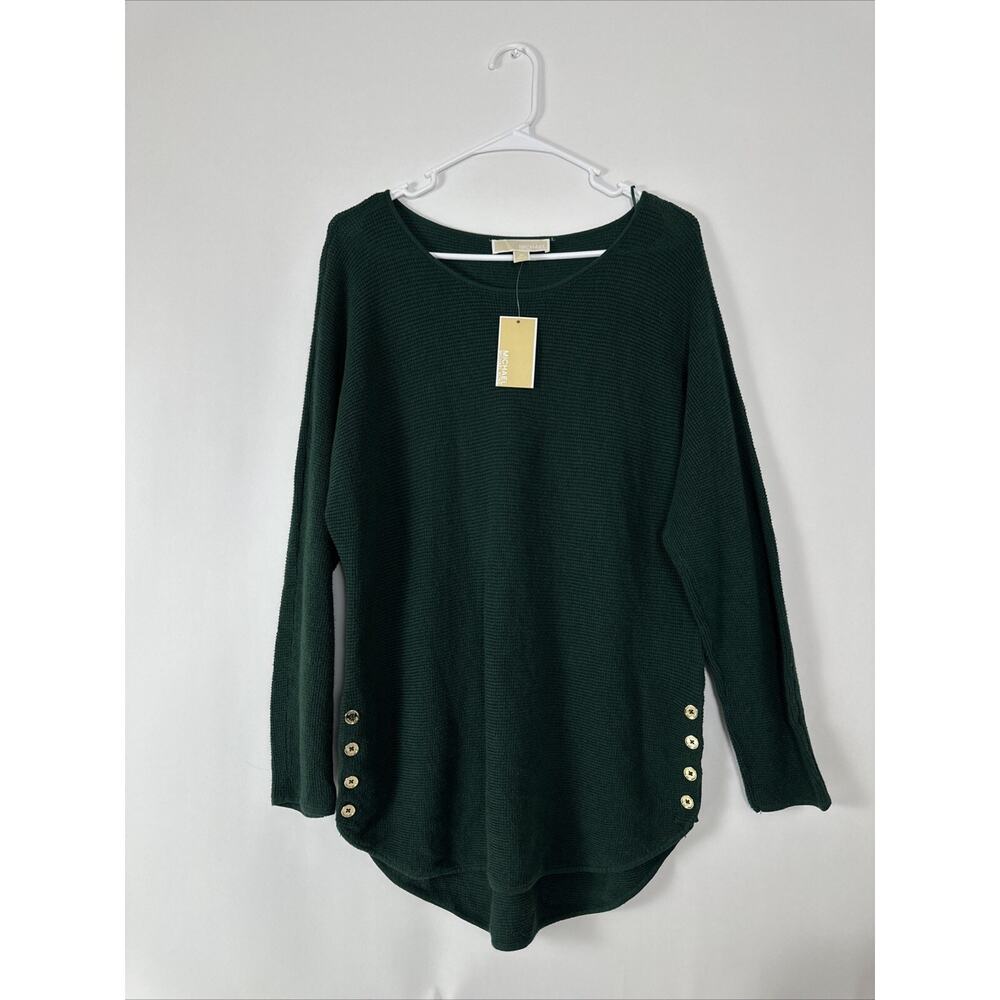 NWT Michael Kors Green Cotton Blend Chambray Knit Tunic Sz M